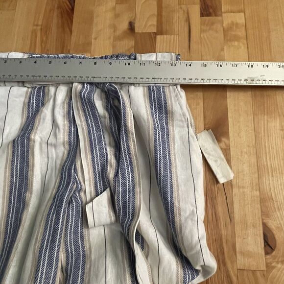Indigo Rein Pants Linen Blend Striped Belted Waist Cropped Sz Medium NWT - Picture 7 of 12